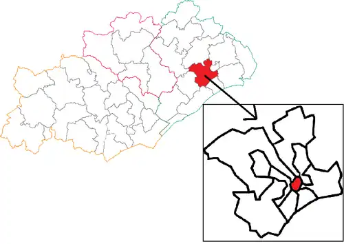 Situation du canton de Montpellier-1 dans le département de l'Hérault avant 2015.