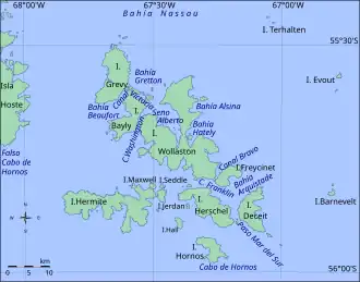 Archipel des îles Wollaston et L'Hermite.