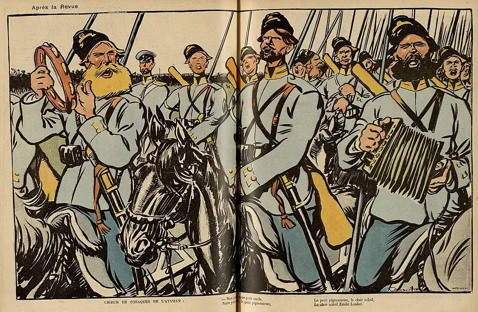 « Après la revue » : chœur de cosaques de l'Ataman.