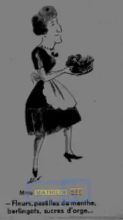 Caricature de Mathilde Sée dans Écoutez-moi en 1934.