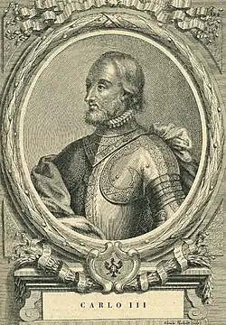 Gravure représentant un buste masculin en armure vu de trois-quarts gauche