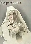 Carmen Cobeña dans la comédie La Loca de la Casa, photographie publiée dans la revue Pluma y Lápiz, no&nbsp; 49, 1901, p. 577.