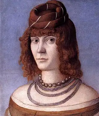 Portrait de femme, entre 1495-1498, 29 × 24 cm, huile sur panneau, Galerie Borghèse, Rome.