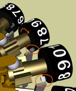 Petits picots d'activation des bras de retenue