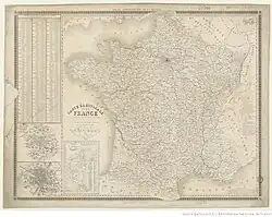 Carte des circonscriptions législatives de 1831 (source : voir section Bibliographie).
