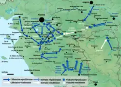 Carte de la Vendée militaire entre le 10 et le 19 septembre 1793.