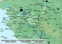 Carte de la Vendée militaire entre le 19 et le 25 septembre 1793.