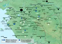 Carte de la Vendée militaire de février à juin 1794.