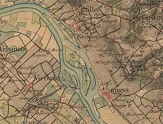 Les îles constitutives de l'île de Raymond sur une carte d'état major du XIXe siècle