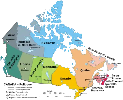 carte politique du canada