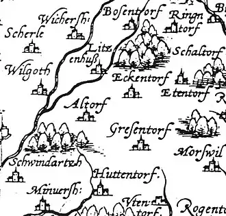 dessin noir et blanc montrant une carte