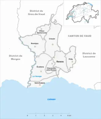 Localisation de District de l'Ouest lausannois