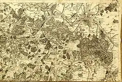 Cette carte de Cassini a été réalisée au XVIIIe&nbsp;siècle, elle représente l'ensemble du territoire de la Brenne, c'est un document rare où l'on peux voir l'aménagement du territoire (dont les étangs).