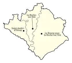 La Roche-sur-Yon et les communes absorbées en 1964.