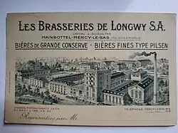 Carte de VRP de la brasserie de Longwy, datant des années 1930