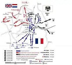 plan représentant les mouvement des différents corps d'armée.