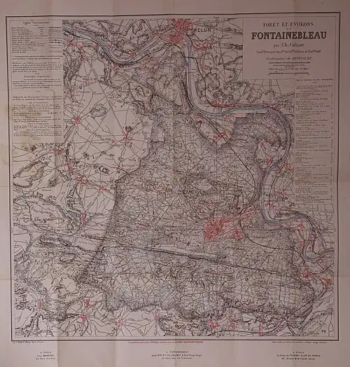 Carte de la forêt de Fontainebleau réalisée par Colinet, et publiée en 1906.
