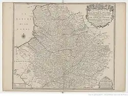 Carte de la province de Picardie, partagée entre les Gouvernements de Picardie et d'Île-de-France et réalisée par Nicolas de Fer