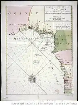 « Carte des costes de l'Afrique depuis Cabo Corso jusques à Omorro levée par ordre expres des roys de Portugal sous qui on a fait la découverte » (XVIIe&nbsp;siècle)