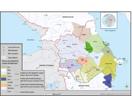 Carte des khanats du Caucase (1817-1864)