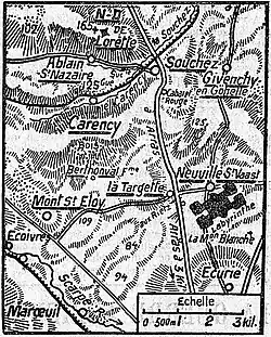 Carte du Labyrinthe en 1915 entre Neuville Saint Vaast et Écurie