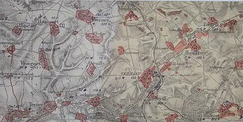Carte montrant l'étendue des destructions de Pontru.