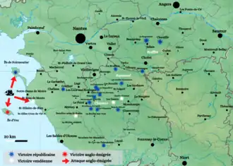 Carte de la Vendée militaire entre juin 1795 et juillet 1796.