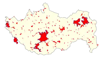 Carte présentant les principales zones bâties et les agglomérations de la commune