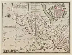Carte du siège présidial Dax et sénéchaussée des Lannes et des sièges de Bayonne, Saint-Sever et Tartas qui en dépendent (1638).