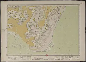 Carte montrant le Sud-Est de l'île Nasan, appelée ici île de La Rigaudière.