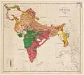 Carte géologique de l'Inde, publiée par le Survey of India, 1891.