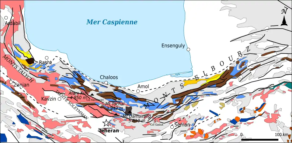 Carte de répartition de formations géologiques.