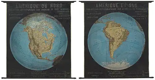 Carte murale Projection Orthographique sur l'Horizon (1880).