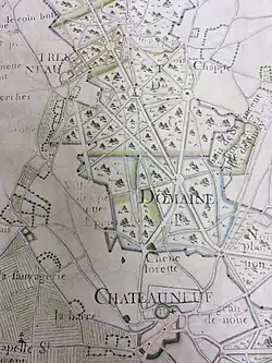 Carte de la forêt de Châteauneuf postérieure à 1761