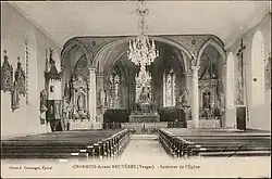 Intérieur de l'église Sainte-Gébétrude, entre 1880 et 1945.