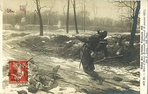 F. Levé, Mort d'Henri Regnault (Buzenval 19 janvier 1871) (Salon des artistes français de 1910).