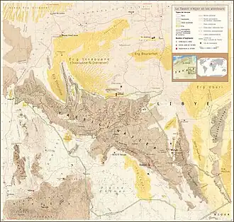 Carte topographique du tassili n’Ajjer.