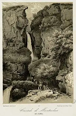 Cascade de Montauban au milieu du XIXe siècle par Joseph Latour