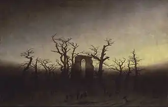 L'Abbaye dans une forêt de chênes de Caspar David Friedrich.