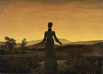 Caspar Friedrich : Femme devant le coucher de soleil.