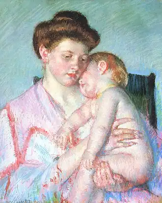 Mary Cassatt, Sleepy Baby, pastel sur papier, 1910, Dallas : Dallas Museum of Art.