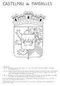 Dessin original du blason de Castelnau-de-Mandailles proposé par Francis Le Mercier et accepté par le conseil municipal en 1988.