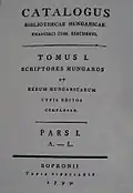 Catalogue des livres de Ferenc Széchényi, imprimé en 1799