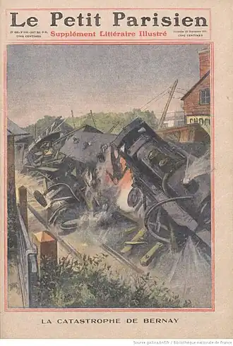 Le déraillement vu par le dessinateur du supplément littéraire illustré du Petit Parisien (no&nbsp;1129 du 25 septembre 1910).