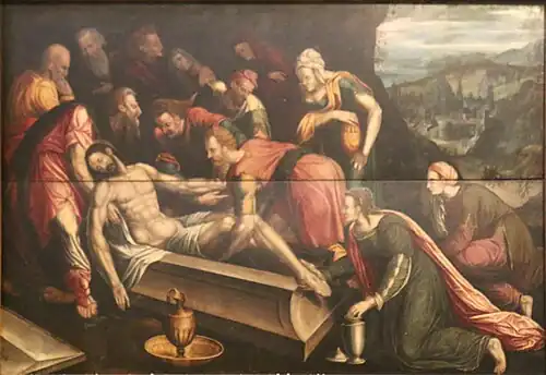 Anonyme, La Mise au tombeau de Jésus (XVIe&nbsp;siècle), huile sur bois.