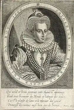 Une gravure représentant Catherine de Bourbon.