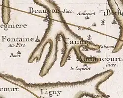 Caudry sur la carte de Cassini