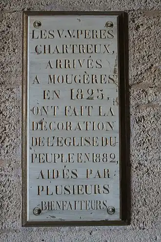Plaque commémorative de 1825