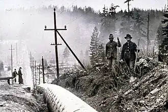 Pipeline en bois de la rivière Cedar entre Minnesota ou en Iowa pour une application hydroélectrique.