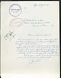 Courrier du chef de la censure à Lyon au secrétaire général de la police de Lyon pour l'interception du journal La Gazette de Lausanne page 1